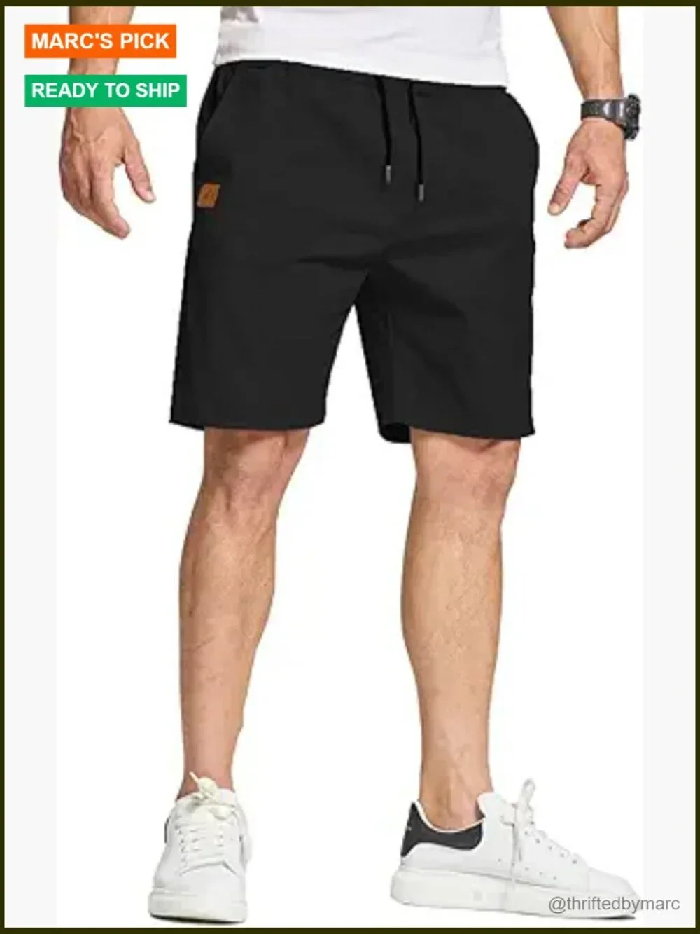 Men's Cotton Chino Shorts with Drawstring Waist for Golf and Casual Wear